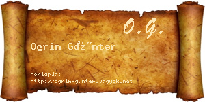 Ogrin Günter névjegykártya